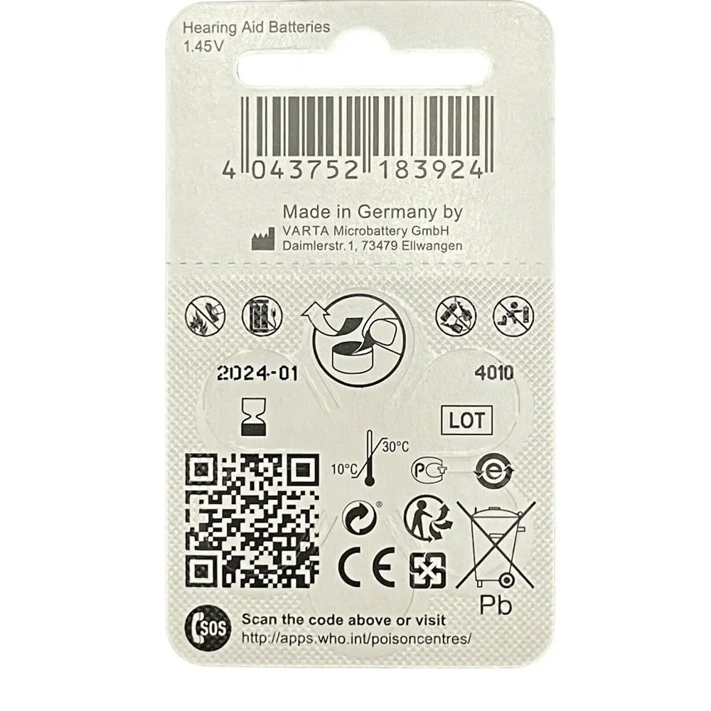 Power One P13 Wireless High Level Hearing Aid Batteries 1.45 V Box‎ of 60
